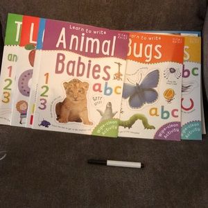 Wipe clean activity books with dry erase marker